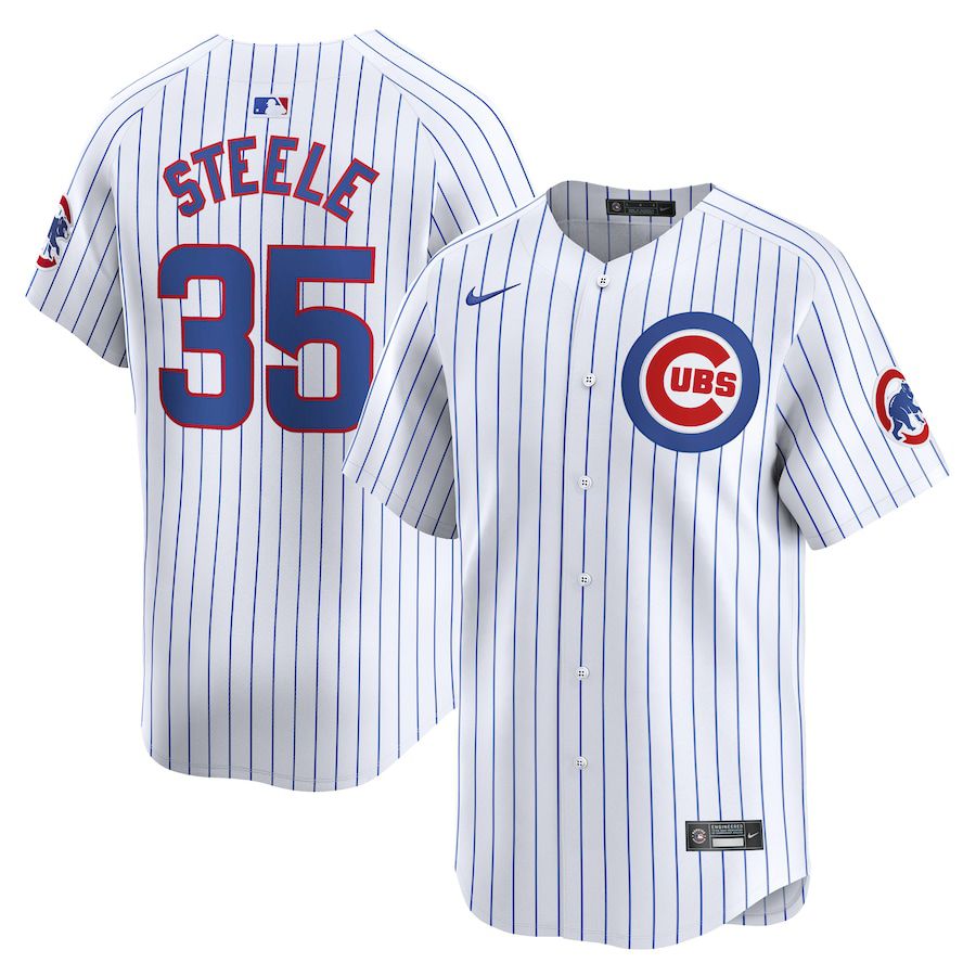 Men Chicago Cubs #35 Justin Steele Nike White Home Limited Player MLB Jersey